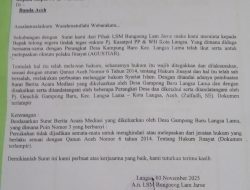 Bung “Zulfadli”, Selaku Aktivis LSM BLJ Aceh Di Kota Langsa, Layangkan Surat Ke Kasat Pol PP Dan W.H Tembusan Bapak Kapolda Aceh Di Banda Aceh.