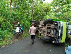 Lagi, Truk Terguling di Jalur Tunggangan, Polres Wonogiri Ingatkan Pengendara Patuhi Himbauan Keselamatan
