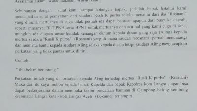 Aktivis LSM Bungoeng Lam Jaroe, Layangkan Surat Ke Pihak Kapolda Aceh Dan Kapolres Langsa.