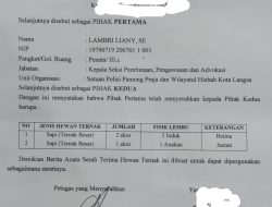Terkait Pemberitaan Miring, Terbitnya Surat Pernyataan Tentang Hewan Ternak, Yang Di Tanda Tangani Oleh Pejabat Kabid Dan Pejabat Penindak.