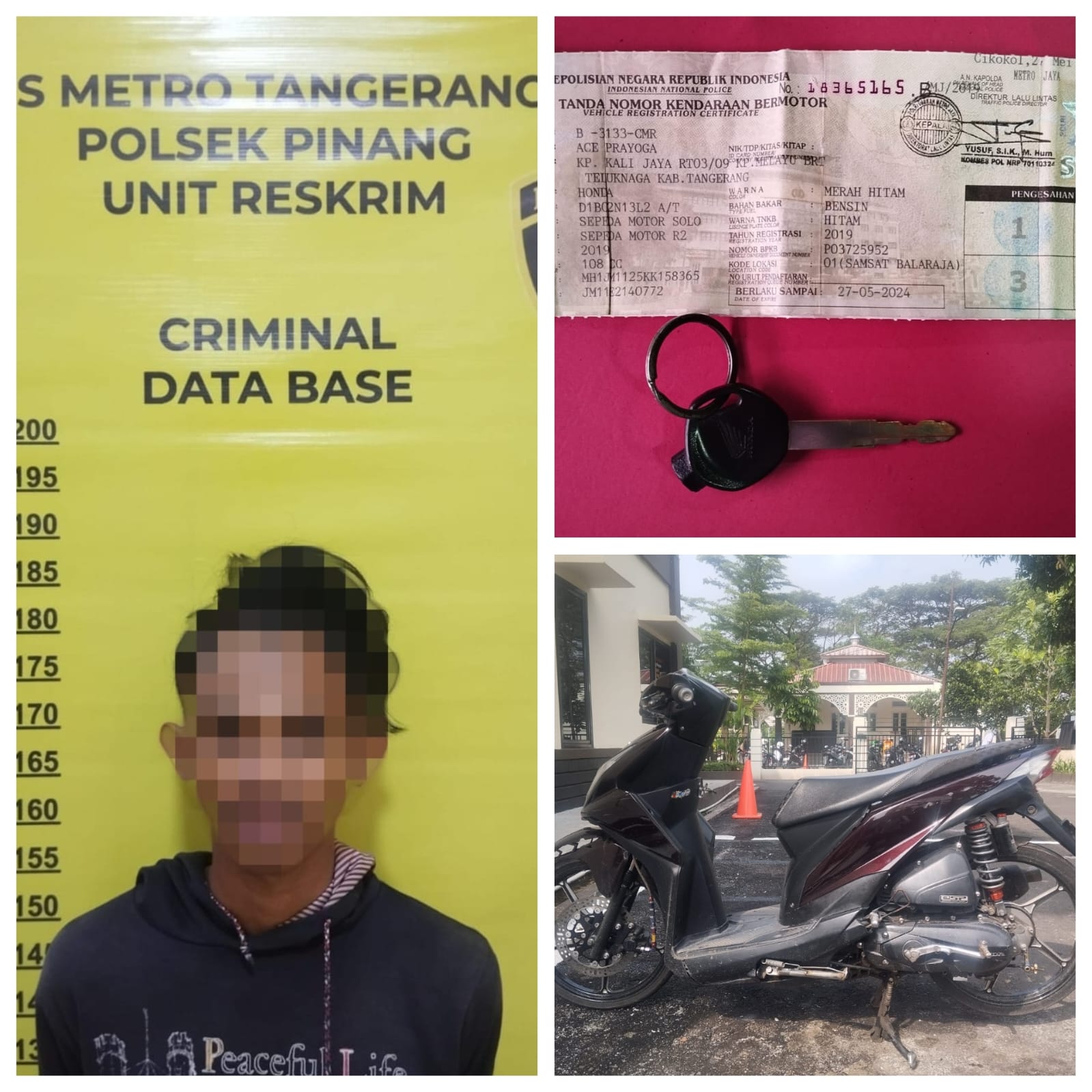 Unit Reskrim Polsek Pinang Berhasil Amankan Pelaku Pencurian Motor