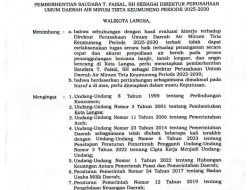 Wali Kota Langsa, “Jeffry Santana S Putra SE”, Pecat Direktur PDAM Kemungkinan Langsa, “T Faisal SH”.