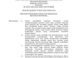 Permendikdasmen No.6 Tahun 2026, Tentang Budaya Sekolah Aman Dan Nyaman.