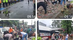 Polsek Benda bersama TNI, Forkopimcam dan Warga Bersihkan Jalan Husein Sastra Negara