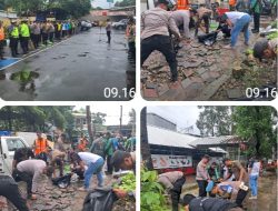 Polsek Benda bersama TNI, Forkopimcam dan Warga Bersihkan Jalan Husein Sastra Negara