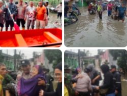 Banjir Rendam Sejumlah Wilayah Kota Tangerang, Polres Metro Tangerang Kota Turun Tangan Evakuasi Warga